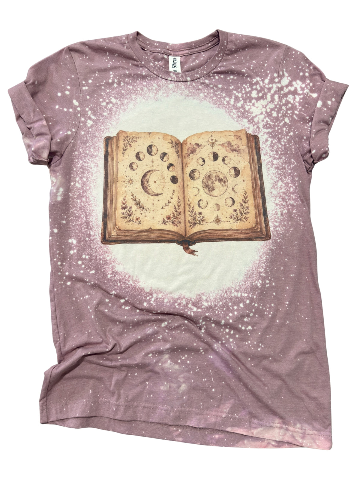 Vintage Moon Phase Book Celestial Botanical Bleached Tee