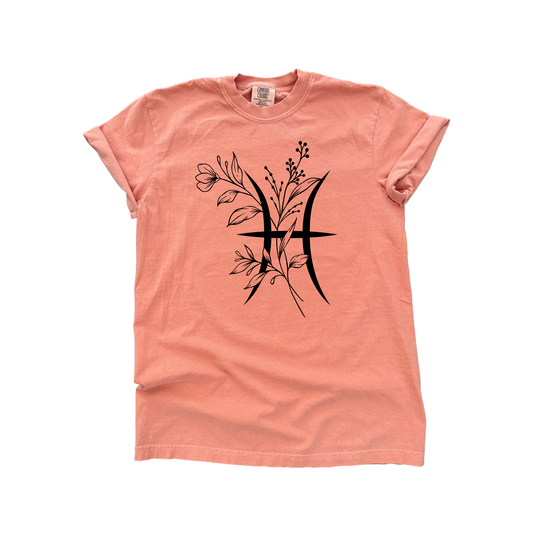 Pisces Floral Zodiac Tee