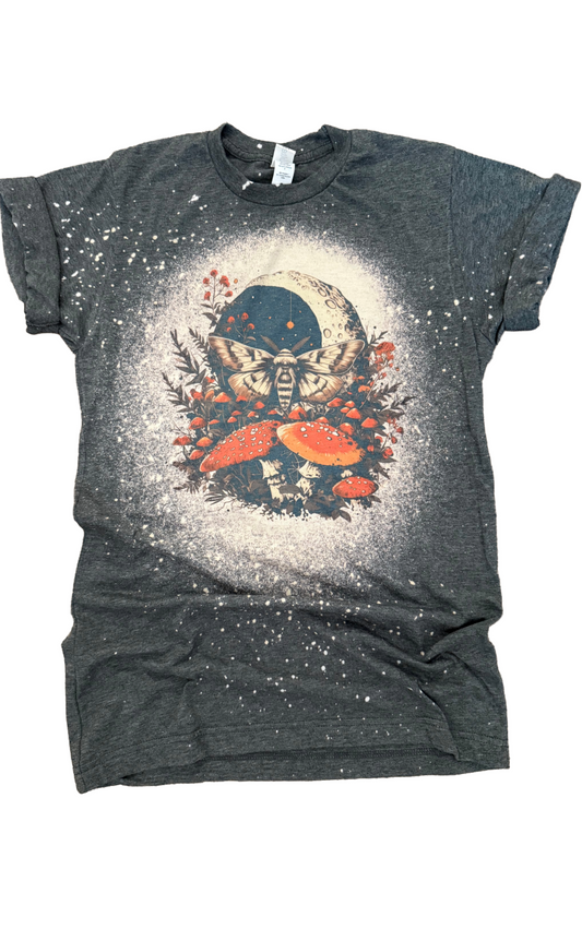 Mystical Moon Moth Mushroom Bleached Tee