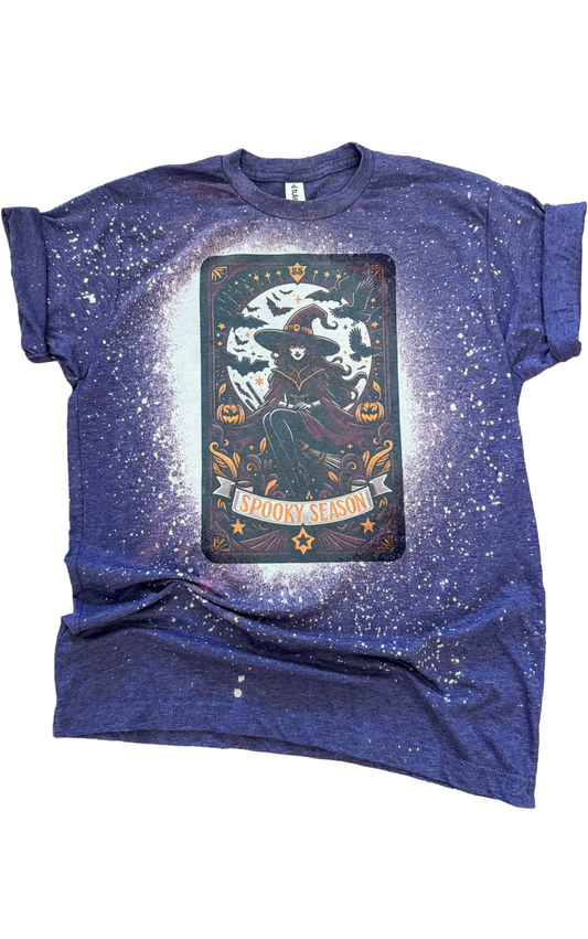 Spooky Season Tarot Card Witch Bleached Tee