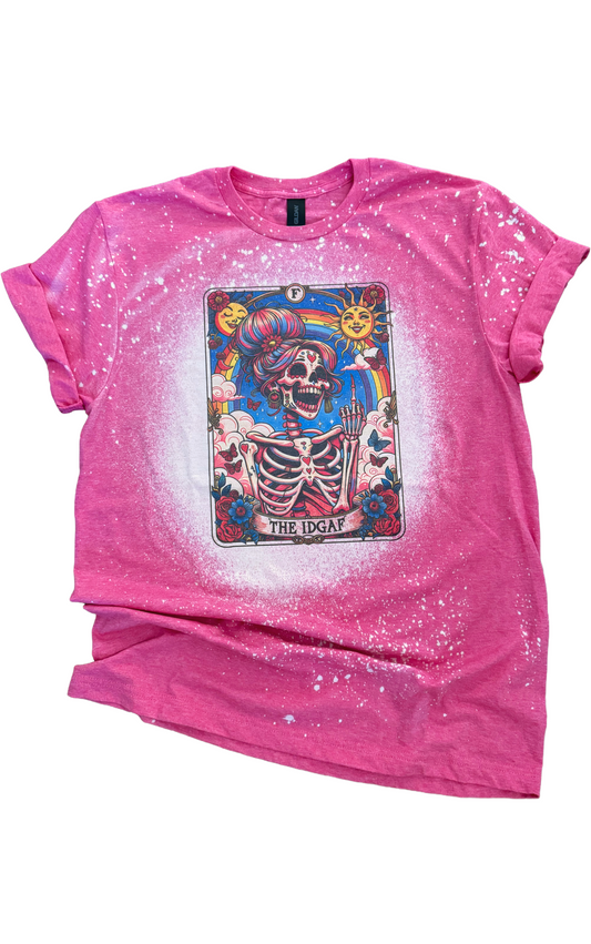 IDGAF - Skeleton Tarot Card Bleached Tee