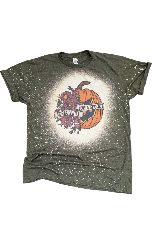 Sorta Sweet Sorta Spooky Halloween Bleached Tee