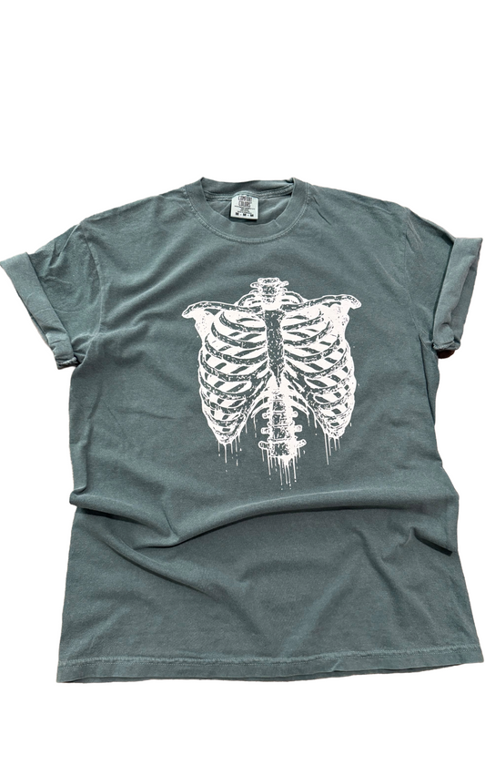Drippy Skeleton Ribcage Halloween Tee