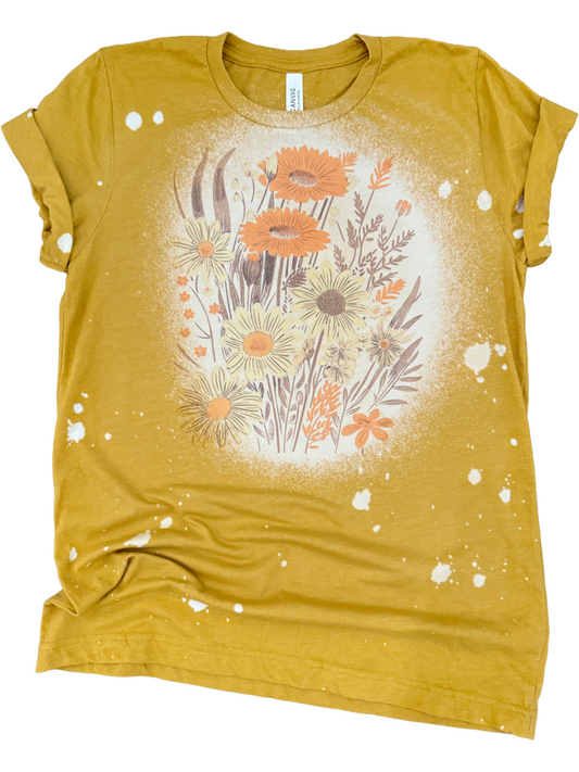 Golden Blooms Bleached Tee