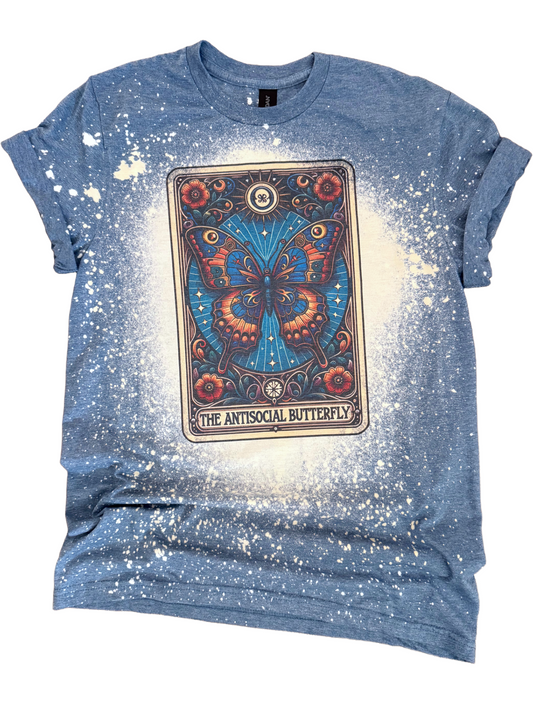 Antisocial Butterfly Tarot Card Bleached Tee