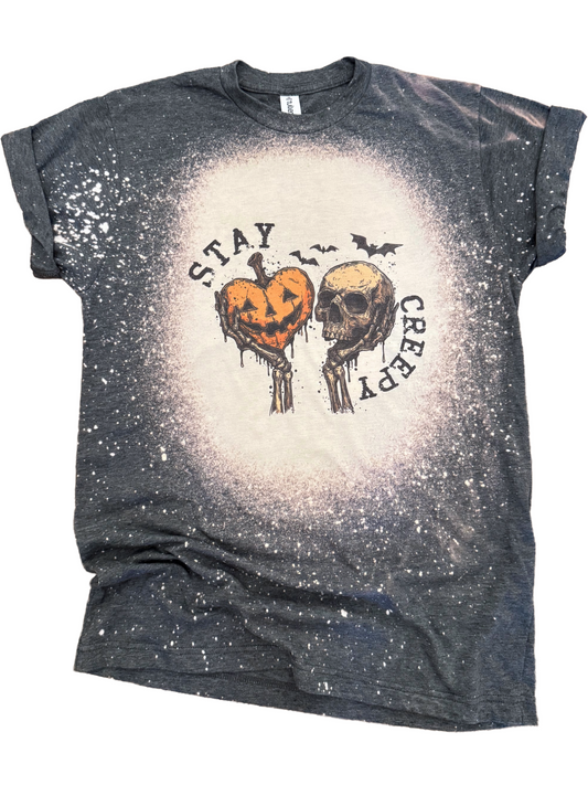 Stay Creepy Halloween Bleached Tee
