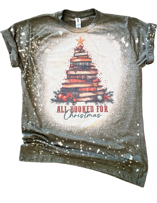 All Booked For Christmas Bleached Tee