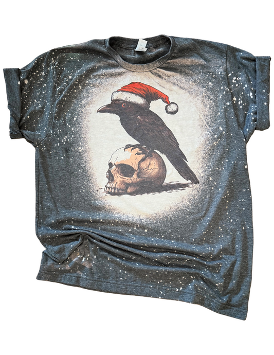 Santa Raven Christmas Bleached Tee