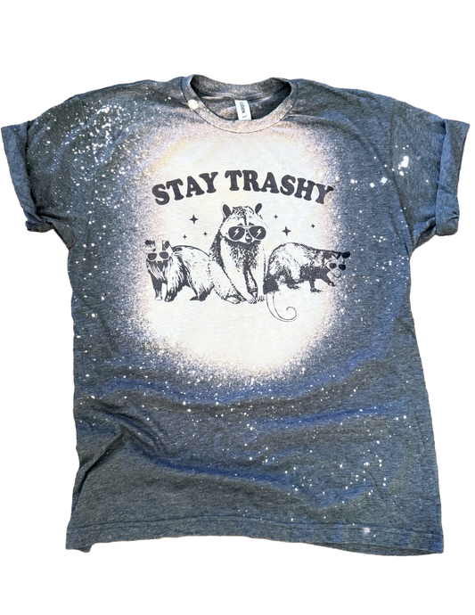 Stay Trashy Raccoon Opossum Badger Bleached Tee