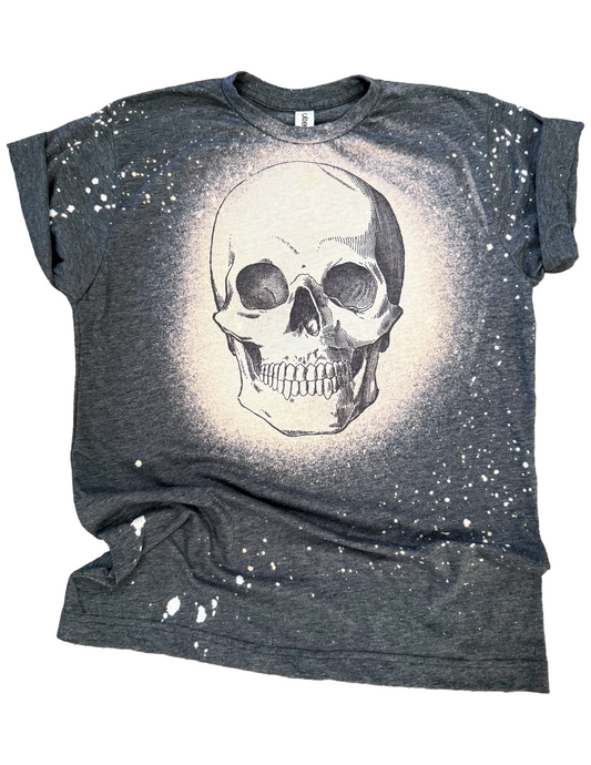 Skull Sketch Halloween Bleached Tee