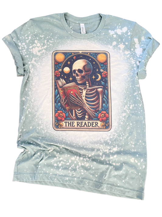The Reader - Skeleton Tarot Card Bleached Tee