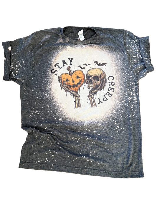 Stay Creepy Halloween Bleached Tee