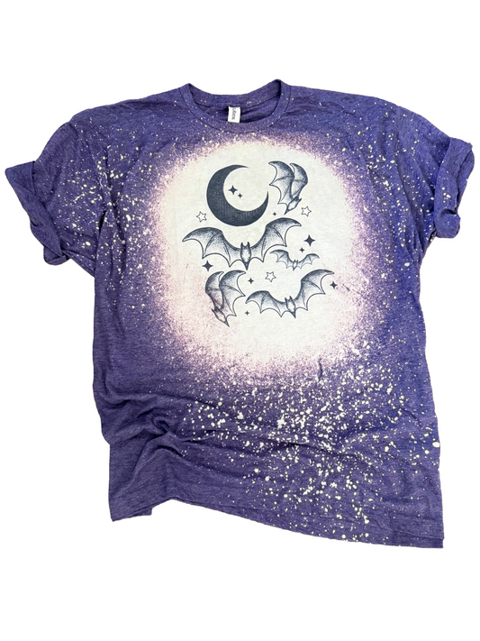 Moon + Bats Halloween Bleached Tee 