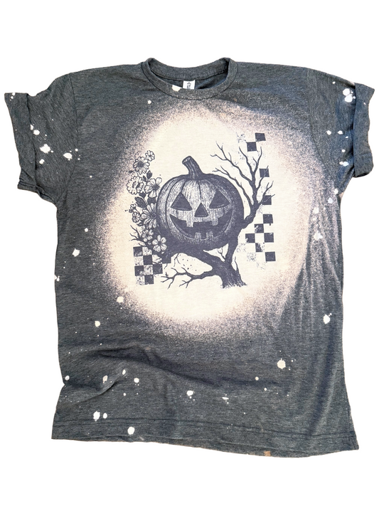 Pumpkin Patch Checkered Halloween Bleached Tee