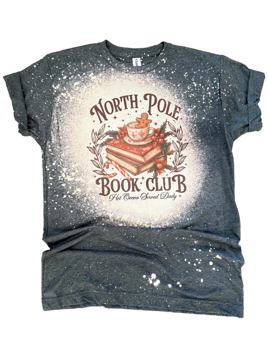 North Pole Book Club Christmas Bleached Tee