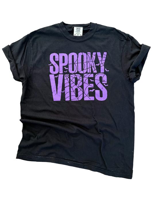 Spooky Vibes Spiderweb Halloween Tee