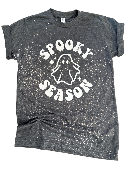 Spooky Season Ghost Speckle Bleached Halloween Tee