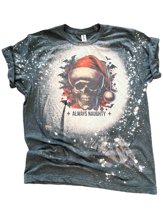 Always Naughty Gothic Christmas Bleached Tee