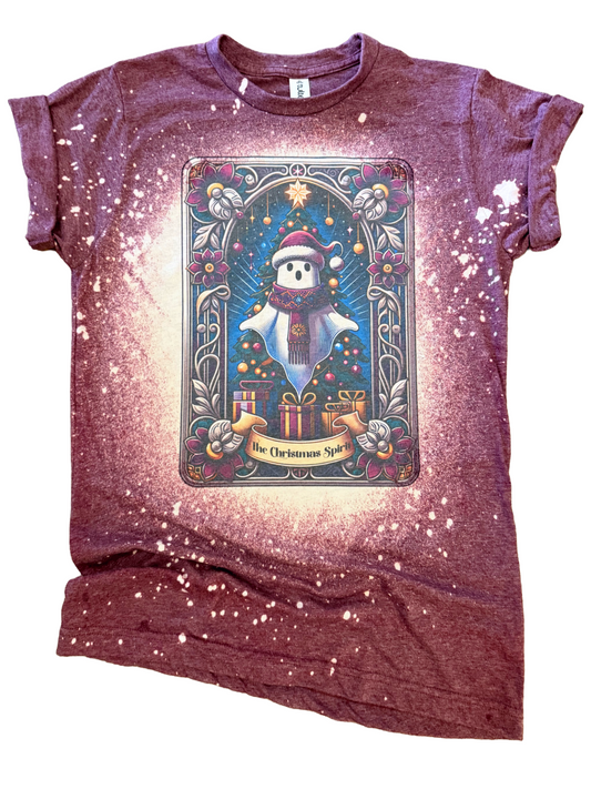 The Christmas Spirit Ghost Tarot Card Bleached Tee