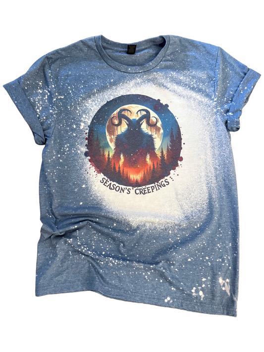 Season’s Creepings – Krampus Holiday Bleached Tee