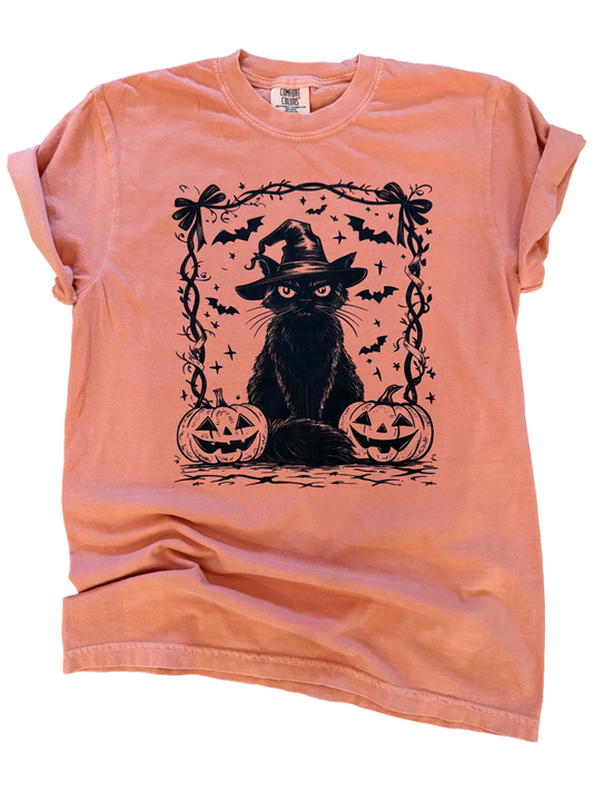 Witchy Cat – Halloween Pumpkin Tee