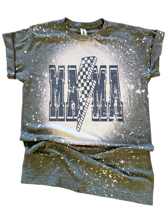 Checkered Bolt Mama – Rocker Bleached Tee