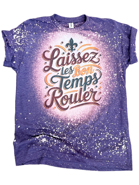 Laissez Les Bon Temps Rouler – Mardi Gras Bleached Tee