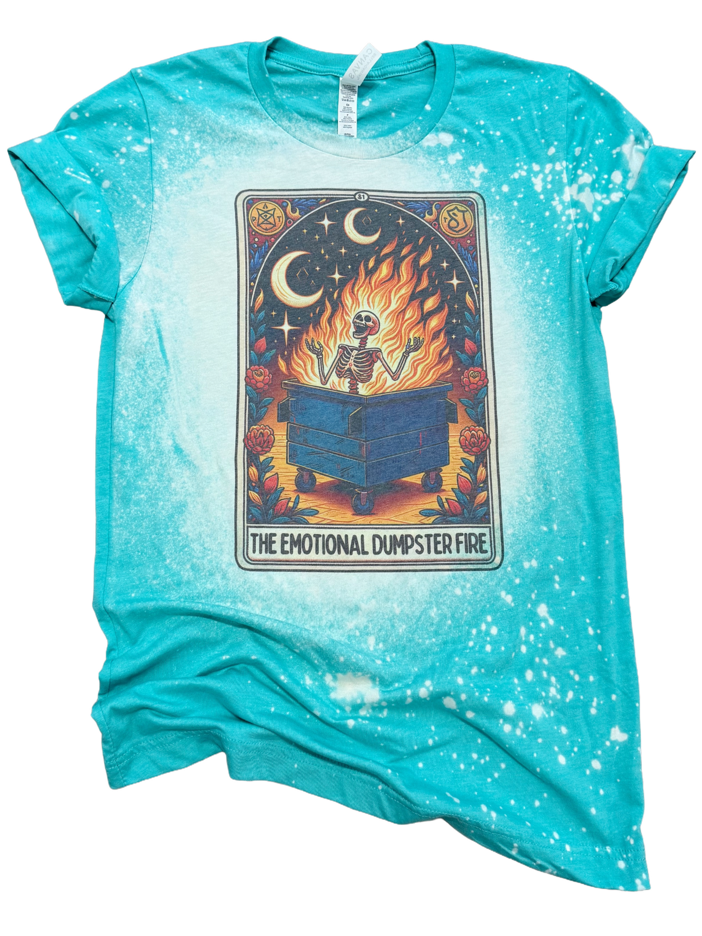 The Emotional Dumpster Fire – Tarot Card Bleached Tee