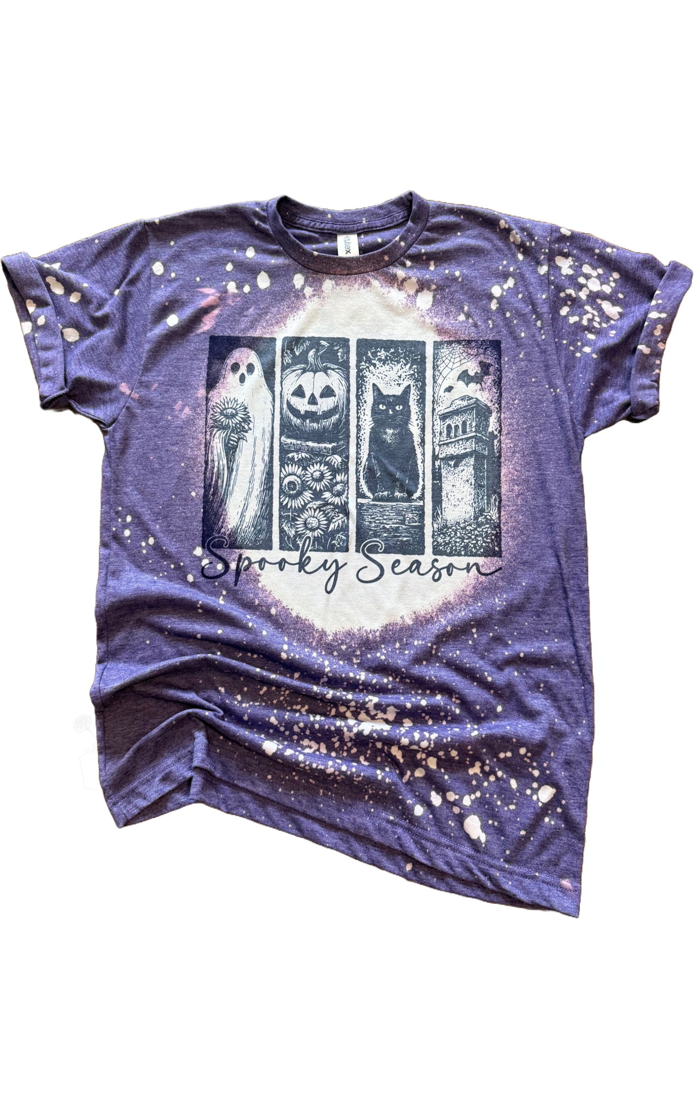 Spooky Season Halloween Scenes Bleached Tee