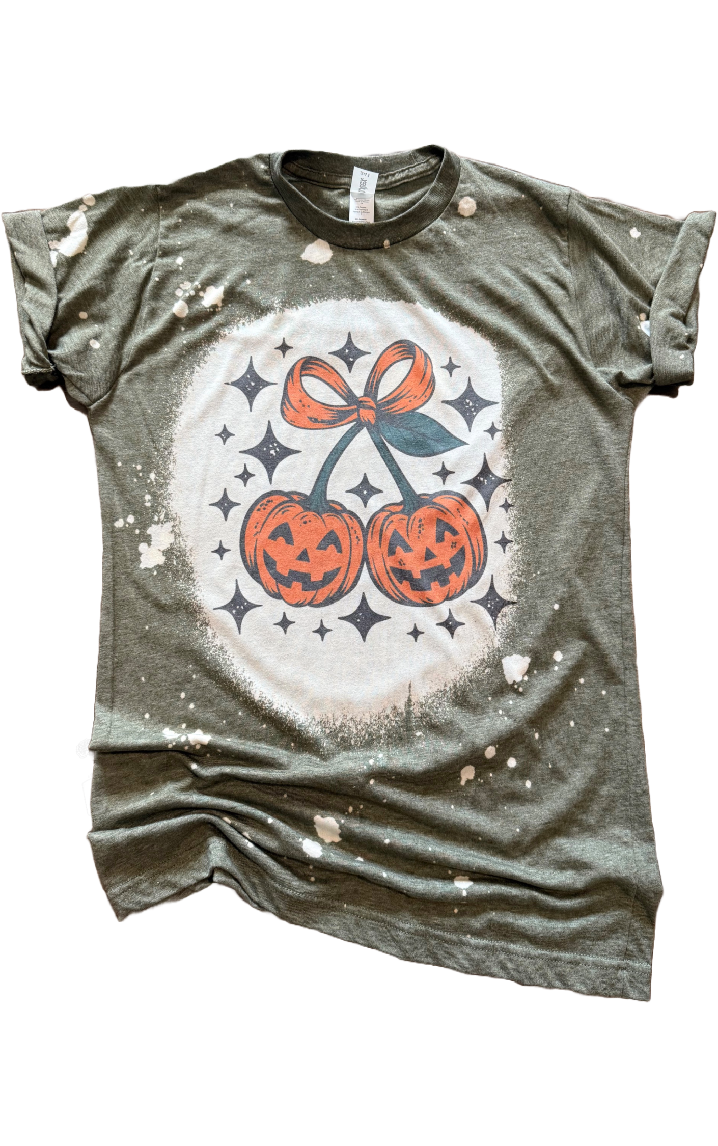 Cherry Pumpkin Halloween Bleached Tee