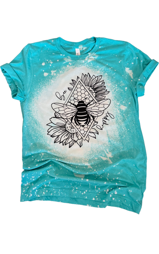 Bee Happy Sunflower Bleached Tee