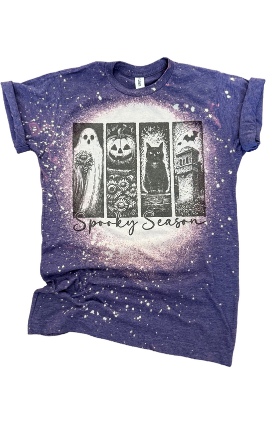 Spooky Season Halloween Scenes Bleached Tee