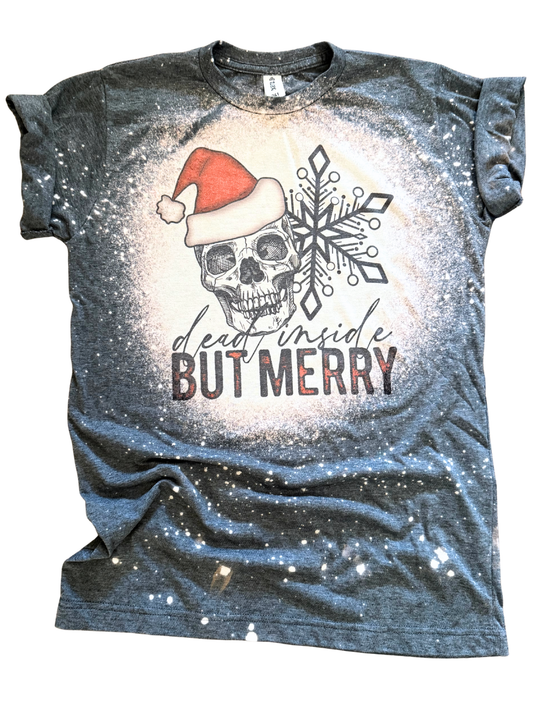 Dead Inside But Merry Bleached Christmas Tee