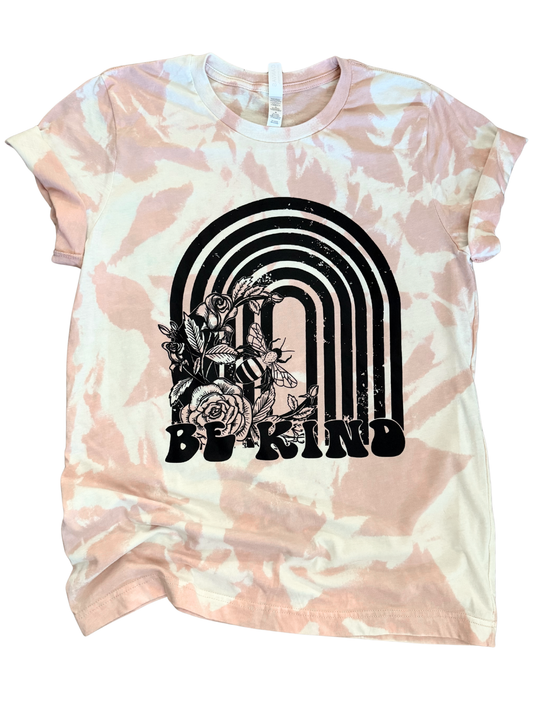 Be Kind Boho Rainbow + Bees Tie-Dye Tee