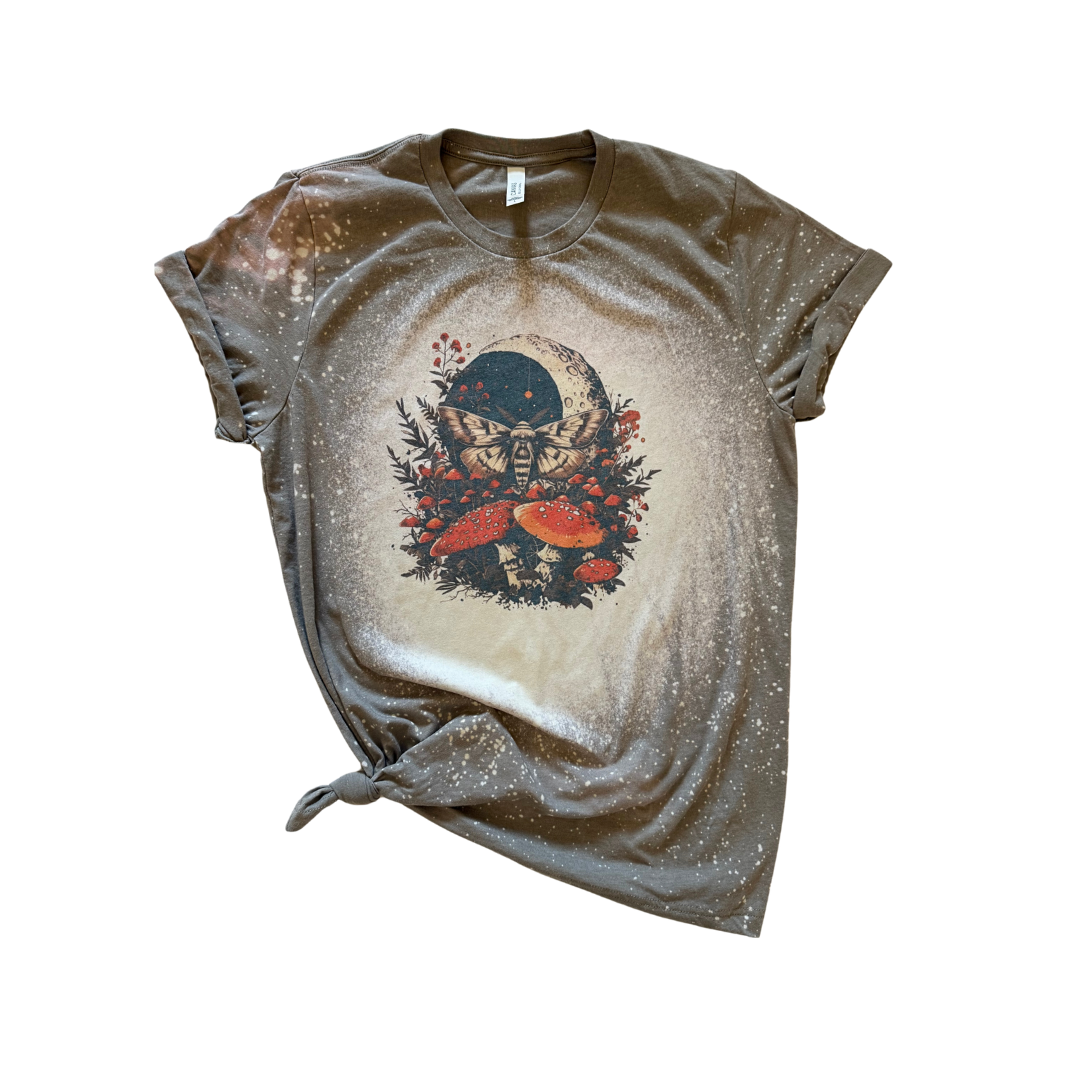 Mystical Moon Moth Mushroom Bleached Tee