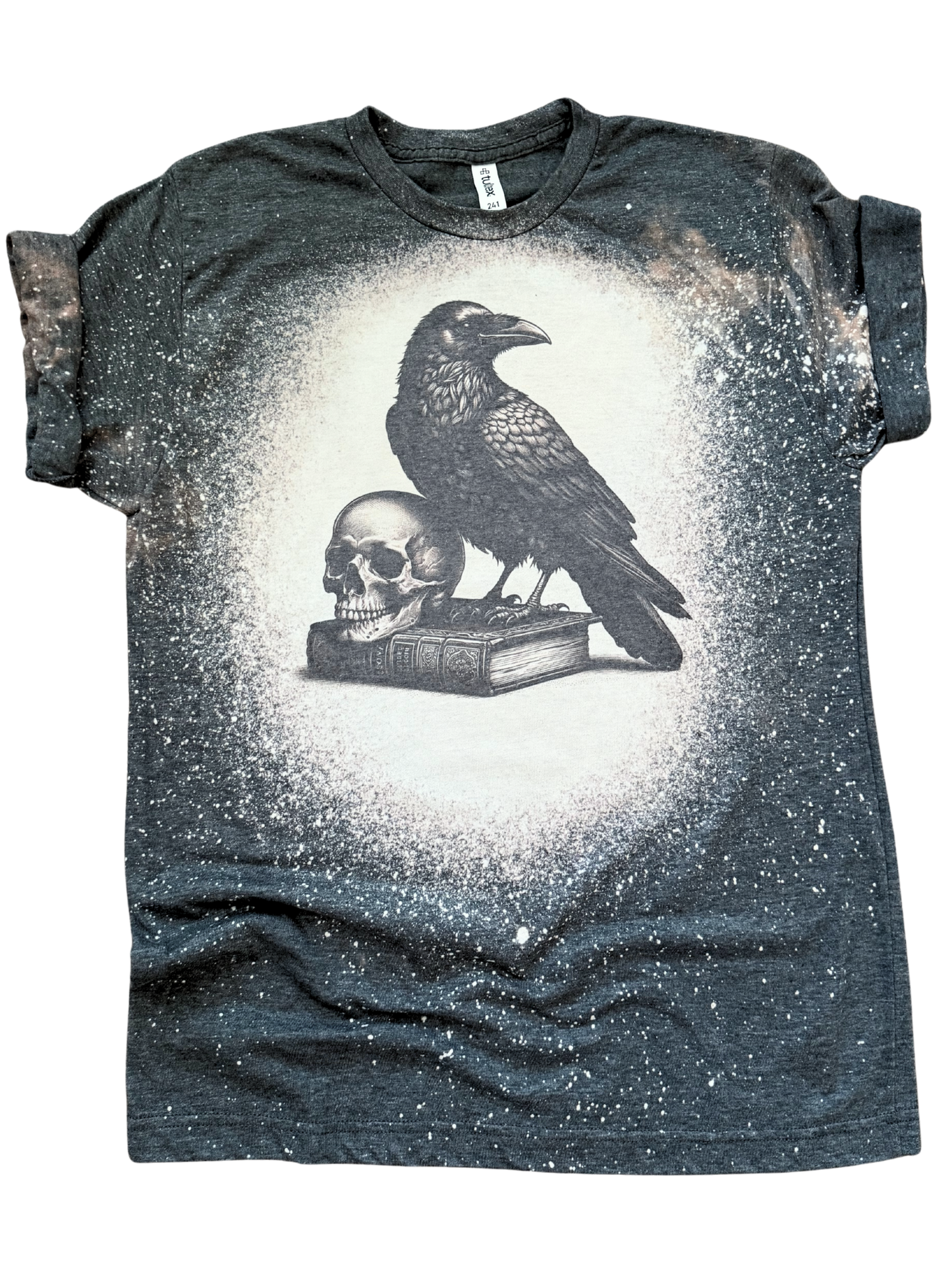 Raven + Skull + Book – Bleached Tee