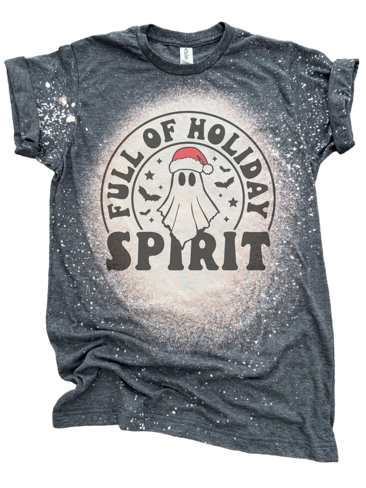 Full of Holiday Spirit – Bleached Tee 👻🎄