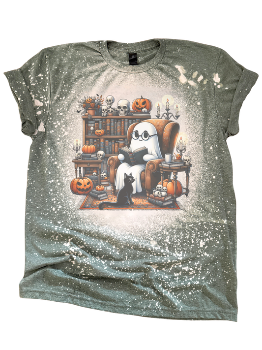 Cozy Ghost Reader – Bleached Tee 👻📚
