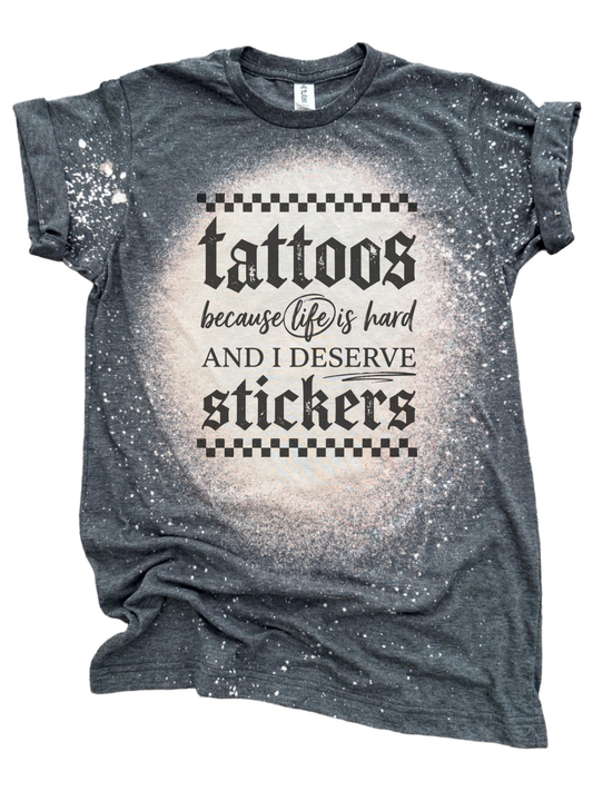 Tattoos Are Just Adult Stickers – Bleached Graphic Tee 🖤