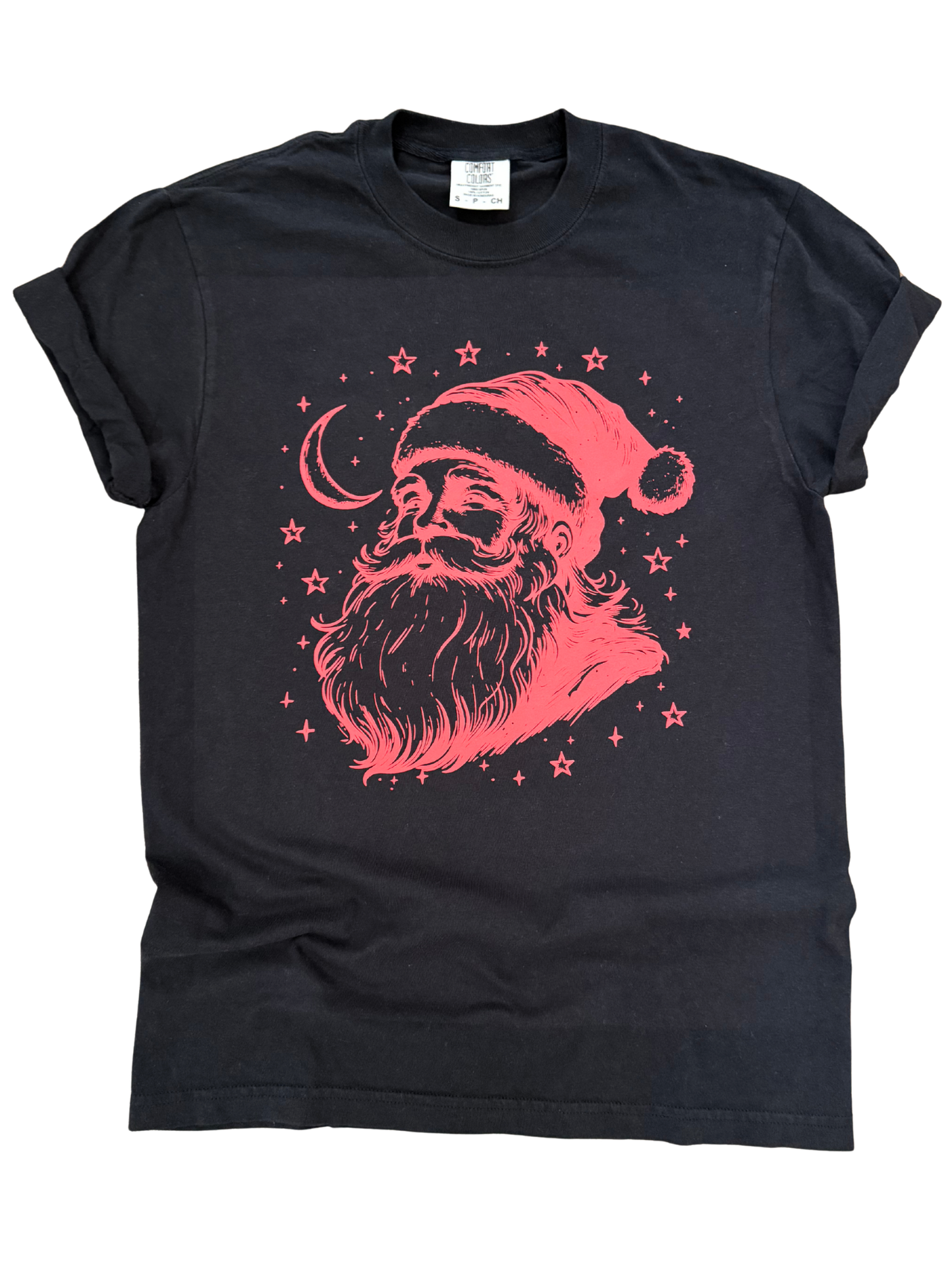 Midnight Santa – Moon + Stars Christmas Tee