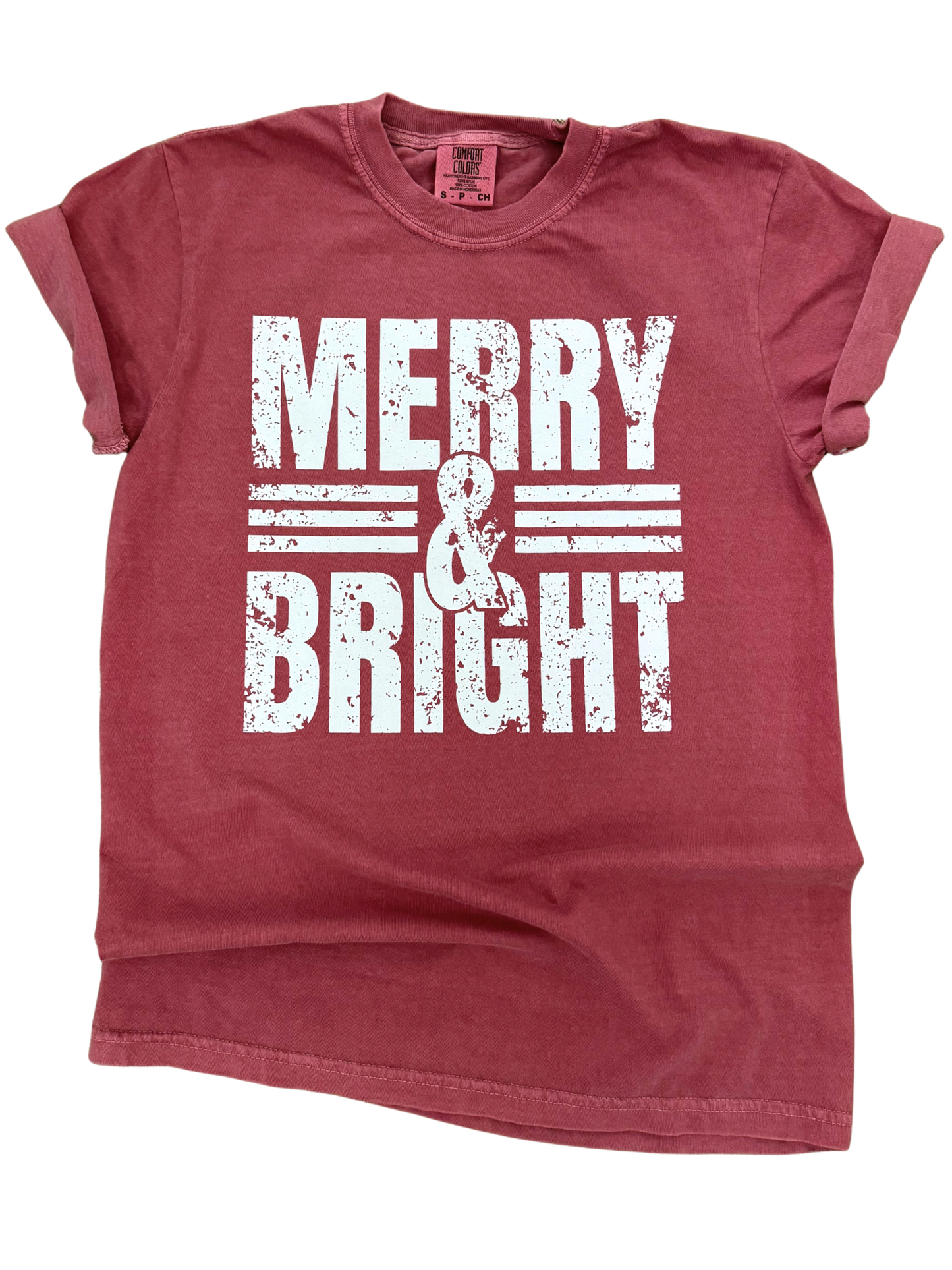 Merry + Bright Retro Stripes Christmas Tee