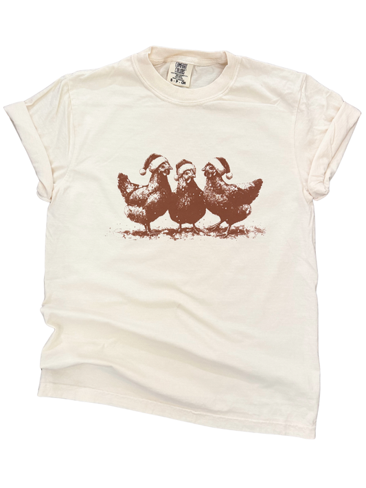 Festive Flock – Christmas Chicken Trio Tee