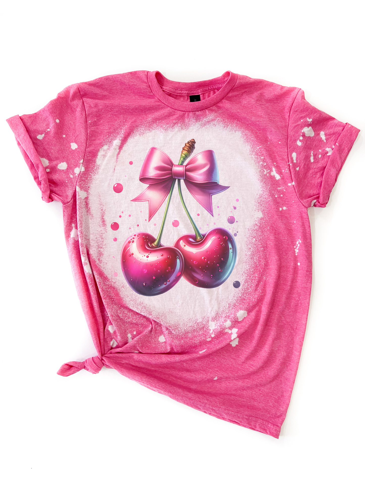 Cherry Bow – Valentine's Bleached Tee