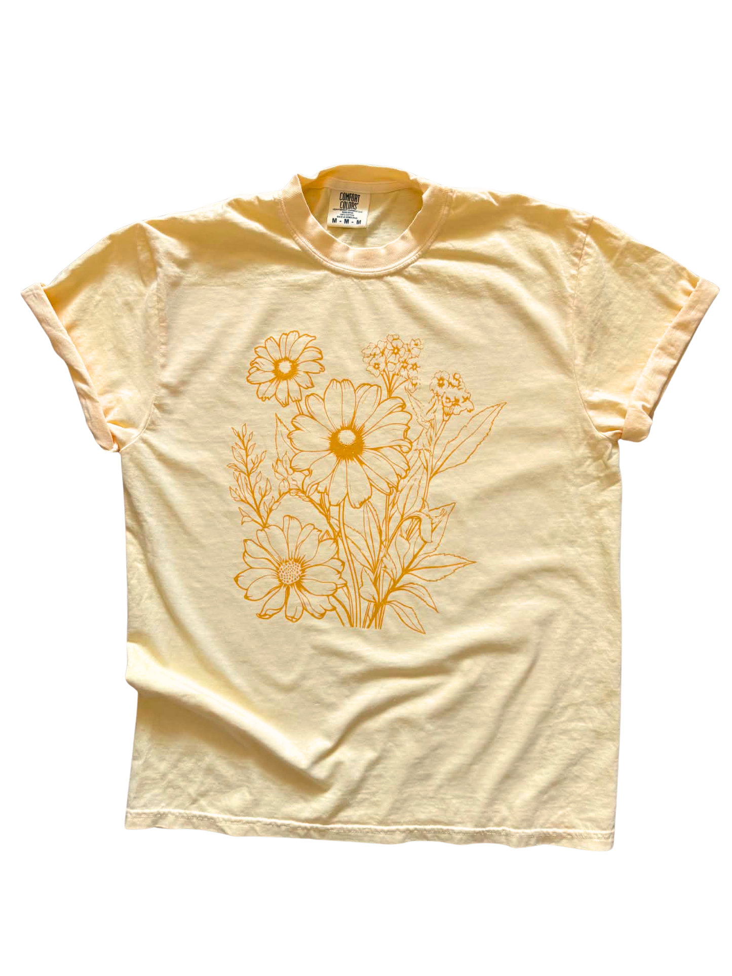 Golden Bloom Floral - Graphic Tee 🌼✨