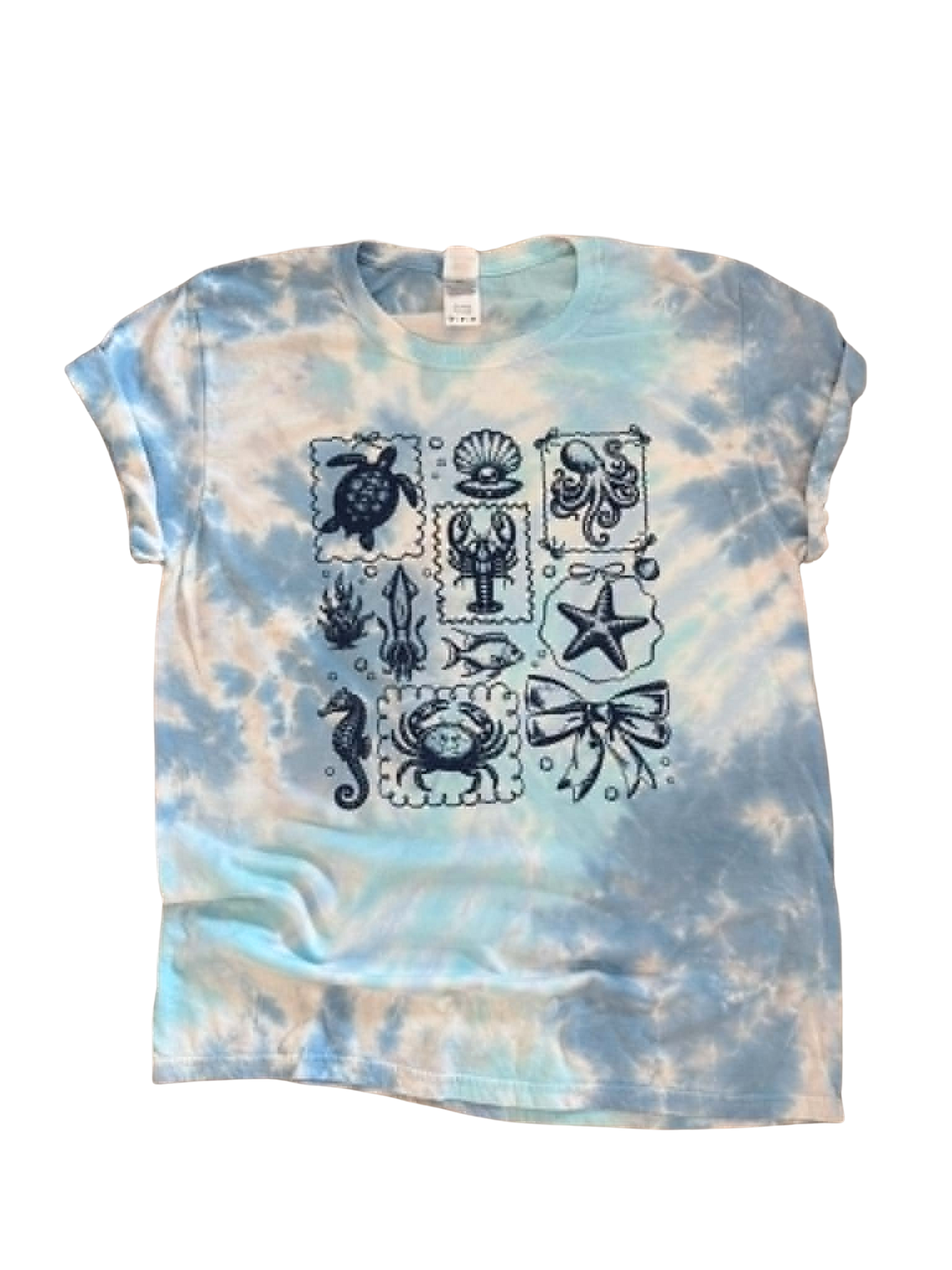 Sea Life Stamp - Tie-Dye Tee 🐚🌊🦀