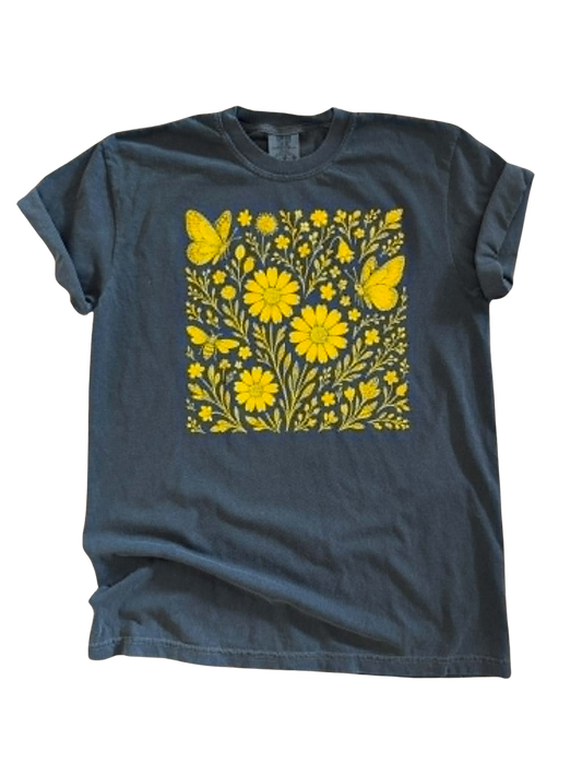 Golden Garden Bloom - Graphic Tee 🌼🦋