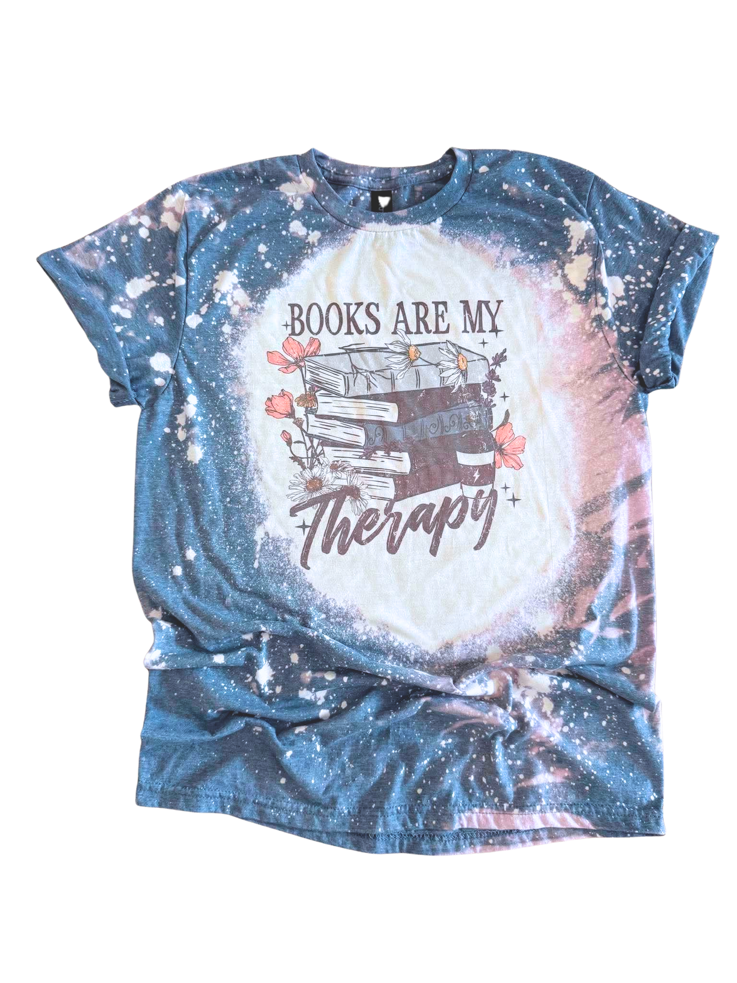 Books Are My Therapy – Bleached Tee 📚✨
