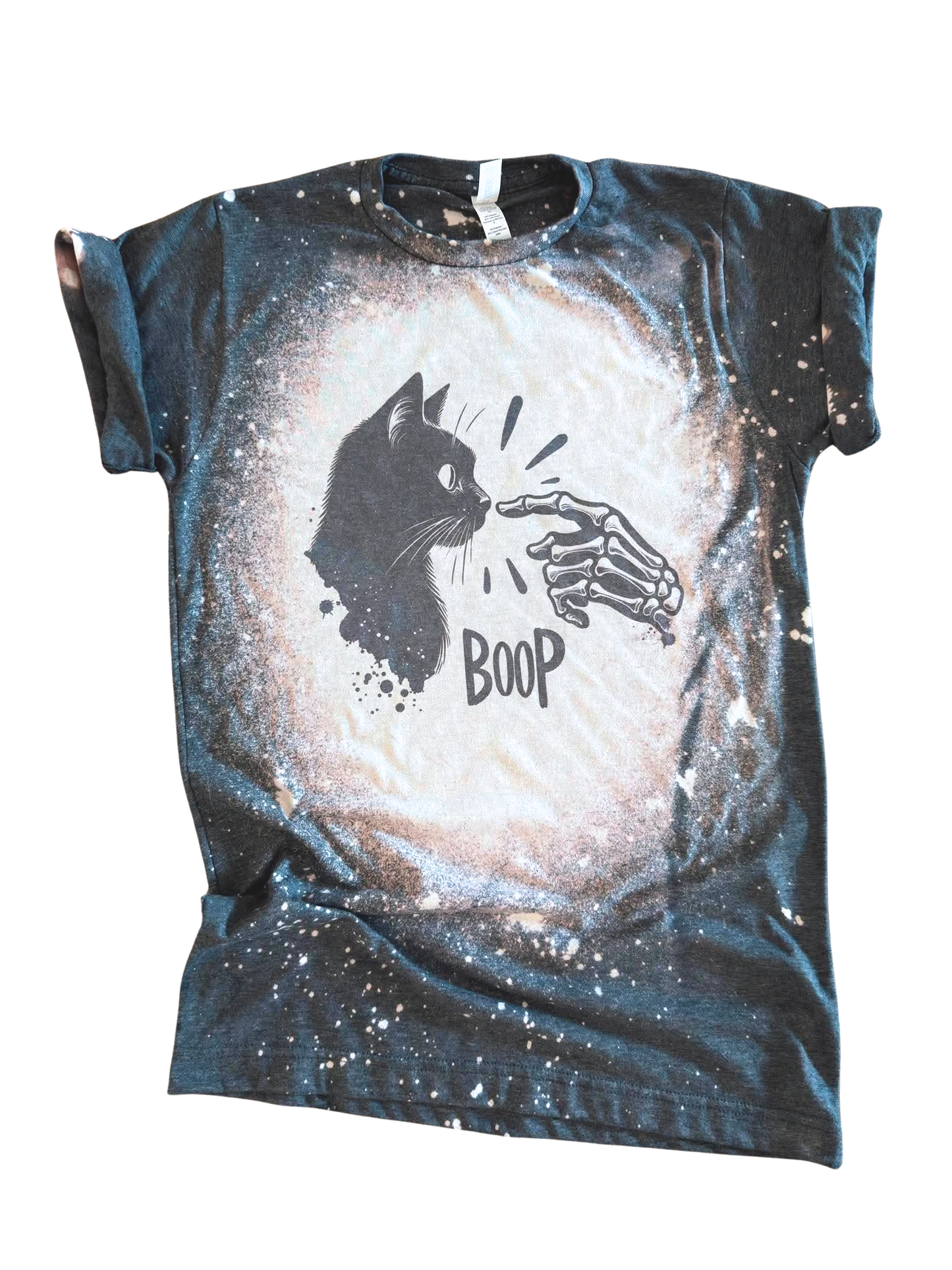 Boop Skeleton Cat - Bleached Tee 🐈‍⬛☠️