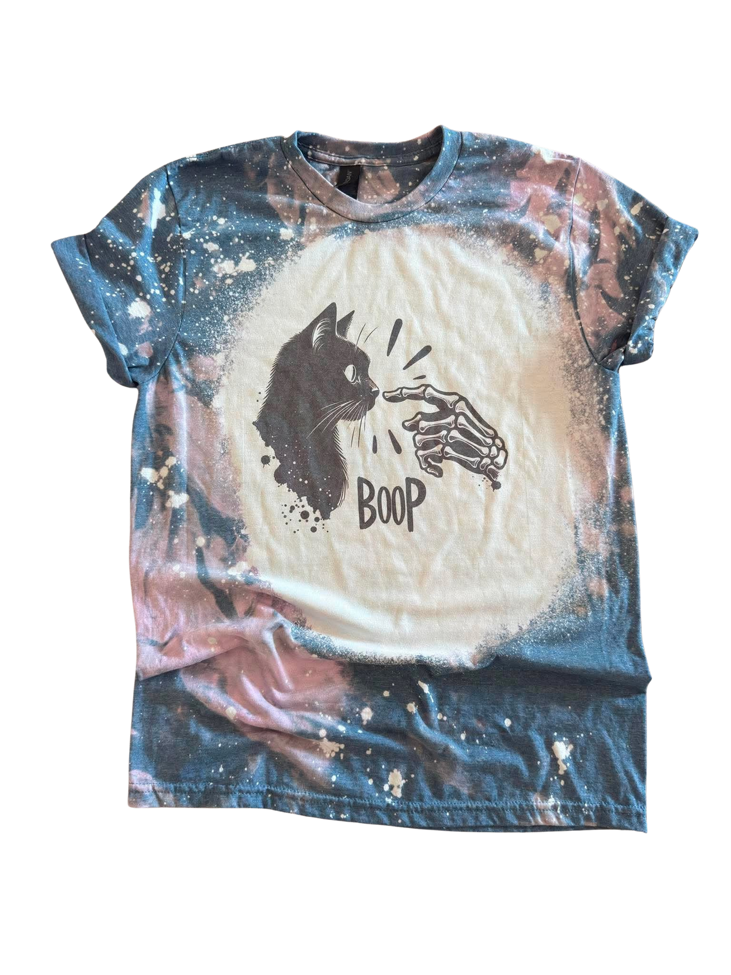 Boop Skeleton Cat - Bleached Tee 🐈‍⬛☠️