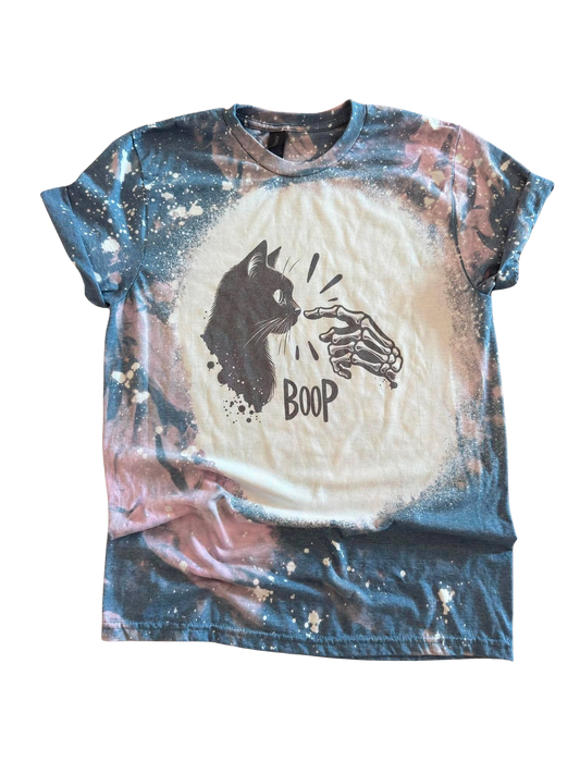 Boop Skeleton Cat - Bleached Tee 🐈‍⬛☠️